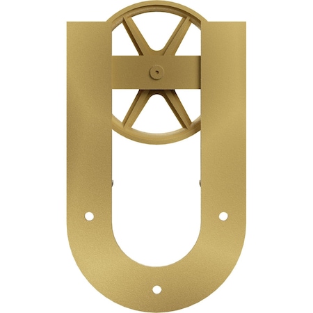 Ekena Millwork Premium Wagon Wheel Horseshoe Roller Hanger w/ Bolts for Barn Door for 1 3/8" Doors, Jacob's Gold GB60013R2WJG